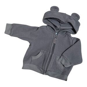 Old Navy 0-3m Gray-Blue Baby Zip up Fleece Hoodie with Bear Ears